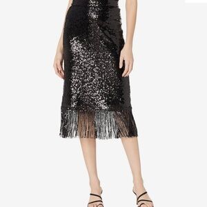 Kate Spade Black Sequin Fringe Skirt New Size 2 Holiday